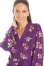 Purple Floral Print Spandex Knee Length Wrap, Image 5 of 5