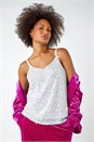 Silver Dusk Embellished Sequin Cami Top, Image 1 of 5