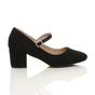 Black AJVANI Black Mid Block Heel Mary Jane Court Shoes, Image 2 of 6