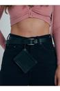 Black PU Leather Belt with Dettachable Card Holder, Image 2 of 7
