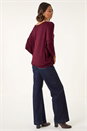 Burgundy V-Neck Jersey Stretch T-Shirt, Image 3 of 5