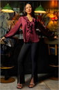 Black Stretch Split Flare Trousers, Image 6 of 6