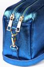 Blue Sarta Blue Double Zip Metallic Leather Crossbody Bag, Image 3 of 3