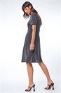 Black Shimmer Sweetheart Neck Swing Dress, Image 2 of 5