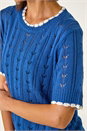 Blue Dainty Pointelle Top, Image 5 of 5