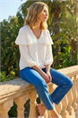 Ivory  Frill Front Woven Top, Image 1 of 4