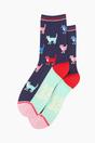 Navy Blue Bamboo Socks - Navy/Multi, Cats, Image 2 of 4