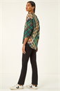 Green Check Print Round Hem Top, Image 3 of 5