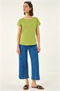 Olive Stitch Detail Ribbed Top, Image 2 of 5