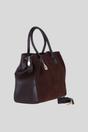 Brown Real Leather and Suede Large Handbag with Detachable Strap, Image 4 of 4