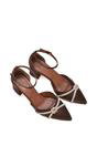 Brown XY LONDON Brown 'Sarah' Ankle Strap Pointed Toe Diamante Mid Block Heels, Image 6 of 6
