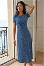 Navy  Petite Twist Front Stretch Dress, Image 3 of 4