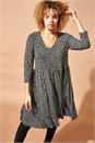 Black Floral Print Smock Dress, Image 4 of 4