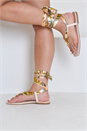 Natural Scarf Wrap Around Tie Leg Sandals, Image 1 of 4