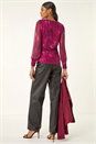 PINK Printed Stud Mesh Stretch Top, Image 3 of 6