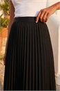 Black Pleated Elastic Waist Maxi Skirt, Image 4 of 4