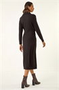 Black Collar Ribbed Knit Midi Dress, Image 3 of 5