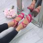 Fuchsia AJVANI Fuchsia Mid Wedge Heel Crossed Straps Sandals, Image 5 of 6