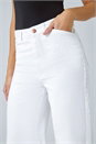 White Cotton Blend Wide Leg Stretch Jeans, Image 6 of 7