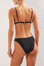 Black Triangle Bikini Set with Hardware Detail and High Leg Bottom, Image 5 of 5