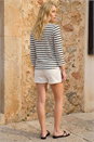 Black Stripe Print Stretch Top, Image 3 of 4