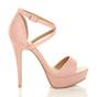 Pink AJVANI Pink High Heel Crossed Straps Platform Sandals, Image 2 of 6