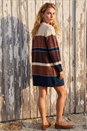 Brown Colour Block Longline Knit Cardigan, Image 3 of 4