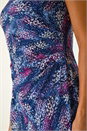 Navy  Abstract Print Gathered Shift Dress, Image 5 of 5