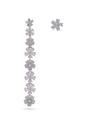 Silver Long Floral Dangle Earrings, Image 1 of 4