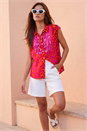 Pink Animal Print Embellished Blouse, Image 1 of 4