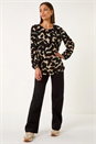 Black Abstract Print Textured Top, Image 3 of 5