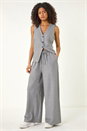 Grey Dusk Elasticated Waist Wide Leg Trouser, Image 1 of 5