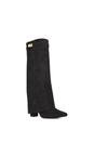 Black 'Rayna' Block Heel Knee High Foldover Boots With Pointed Toe, Image 2 of 6
