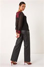 Red Sequin Yoke Mesh Sleeve Top, Image 3 of 6