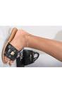 Black iKrush Black Jenny Open Toe Printed Flat Sandals, Image 2 of 2