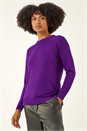 Purple Plain Soft Crew Neck Jumper, Image 1 of 5