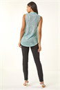 Aqua Sequin Pleat Front Vest Top, Image 3 of 5