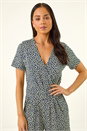 Navy  Petite Daisy Print Wrap Jumpsuit, Image 4 of 5