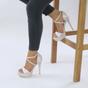 Rose Gold High Heel Crossed Straps Platform Sandals, Image 5 of 6