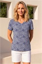 Navy  Classic Abstract Animal Print Gather Top, Image 2 of 4