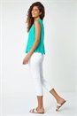 Jade Embroidered Sleeveless Crinkle Blouse, Image 3 of 5