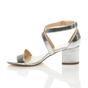 Silver AJVANI Silver Mid Block Heel Crossed Straps Sandals, Image 3 of 6