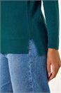 Teal Plain Soft Crew Neck Jumper, Image 5 of 5