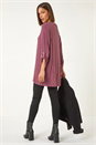 Mauve Ribbed Buttoned Stretch Shirt, Image 3 of 5