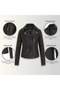 Black Classic Brando Biker Leather Jacket, Image 3 of 8