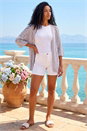 Silver Pointelle Heart Knit Cardigan, Image 3 of 4