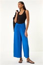 Royal Blue Pleated Wide Leg Culottes, Image 2 of 5