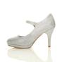 Silver AJVANI Silver High Heel Mary Jane Court Shoes, Image 3 of 6