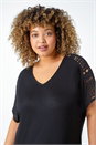 Black Curve Lace Trim T-Shirt, Image 4 of 5