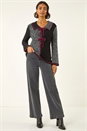 Charcoal Collared Textured Stitch Knit, Image 2 of 5